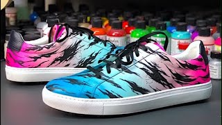 HOW TO: TIGER KING Custom - Fade Multiple Colors on a Shoe & Hand Paint Tiger Camo