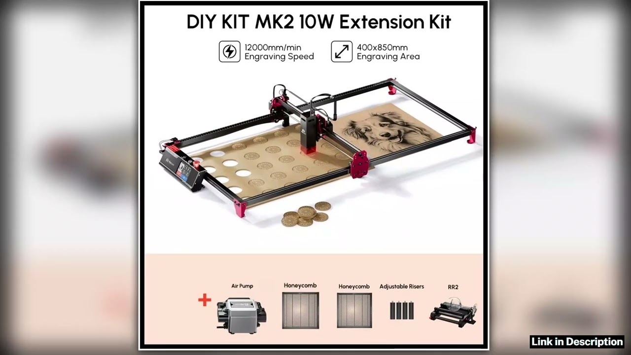 AlgoLaser DIY KIT MK2 10W Touch Screen 400X850MM Large Area Woodworking for Wood Metal Crafting Cus