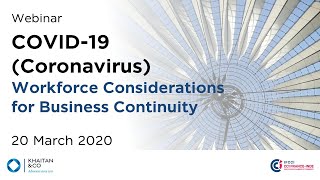 Khaitan & Co Webinar | COVID-19 (Coronavirus) - Workforce Considerations for Business Continuity
