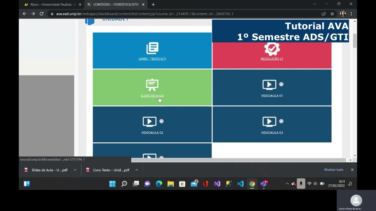 Tutorial Disciplinas online AVA - UNIP