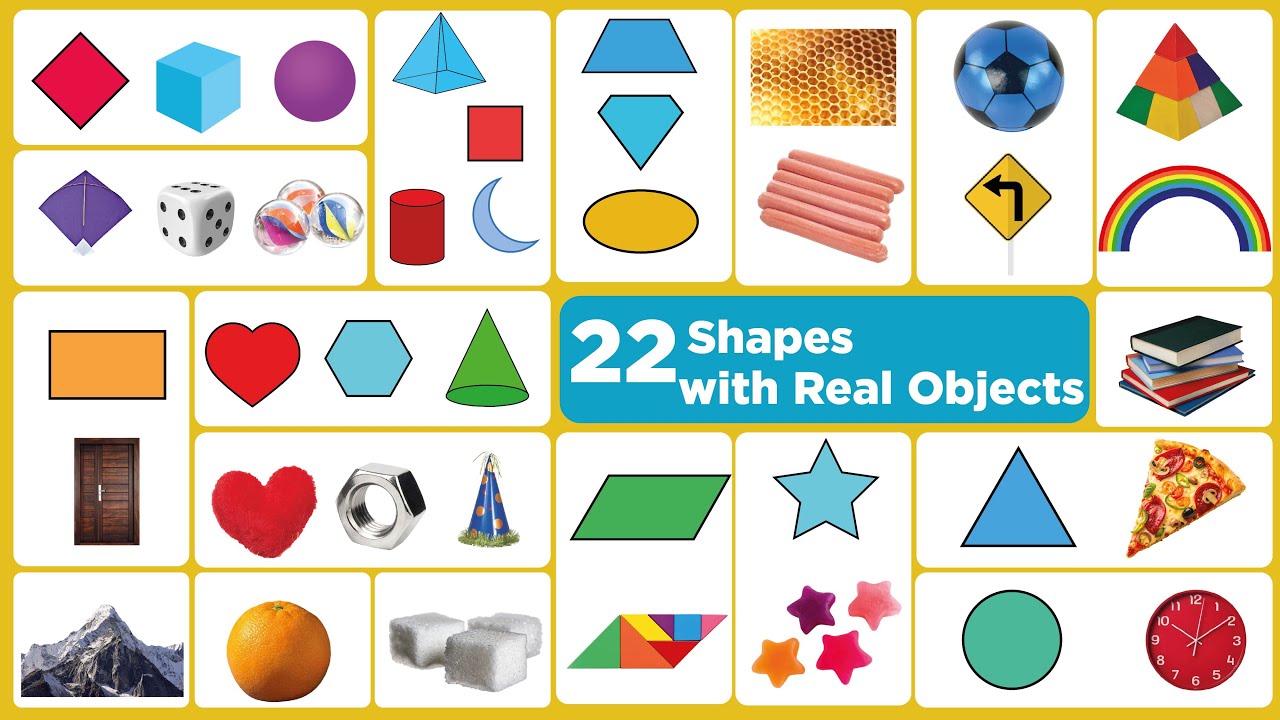 Learn 22 Shapes with Real Objects II Kids Learning Shapes II Shapes ...