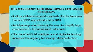 Details Why Was Brazil's LGPD Data Privacy Law Passed So Quickly - AI and Technology Law News