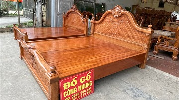 🔴 Giới thiệu giường gỗ gõ đỏ mẫu Tân cổ