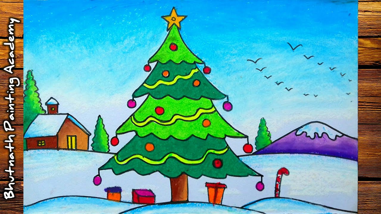 how to draw christmas tree easy and beautiful - YouTube