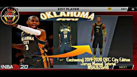 NBA2K20 MOBILE HOW TO CUSTOMIZED OKC CITY 19-2020 JERSEY MANUAL TUTORIAL V98