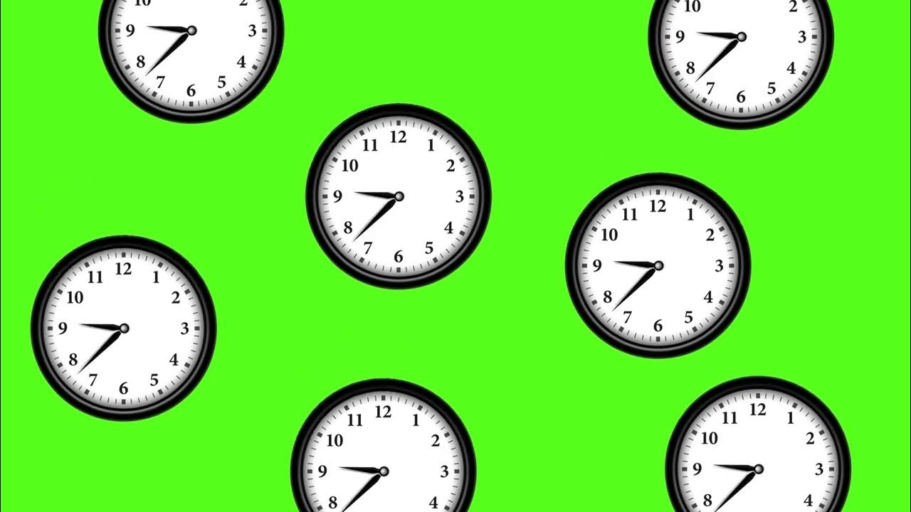 Clock ticking down the green screen Animation with clocks falling