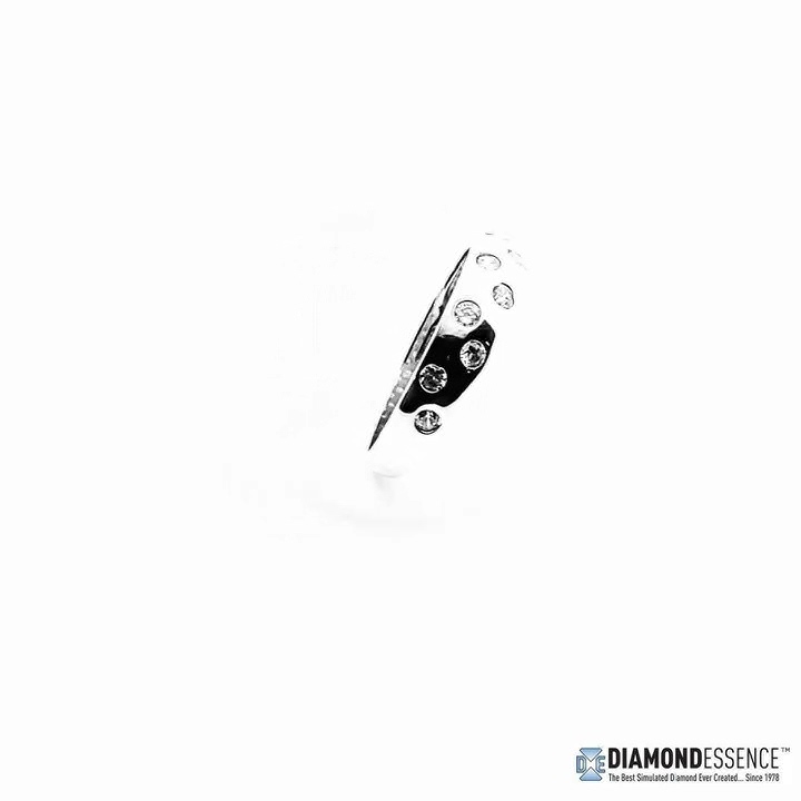 Bezel Set Designer Band with Lab-created Sparkling Round Brilliant Melee by Diamond Essence.