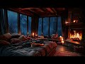 Bedroom Haven Thunderstorm Fireplace Dimmed Lights 