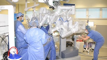 Set up and docking of the da Vinci robot during the performance of a weight loss procedure