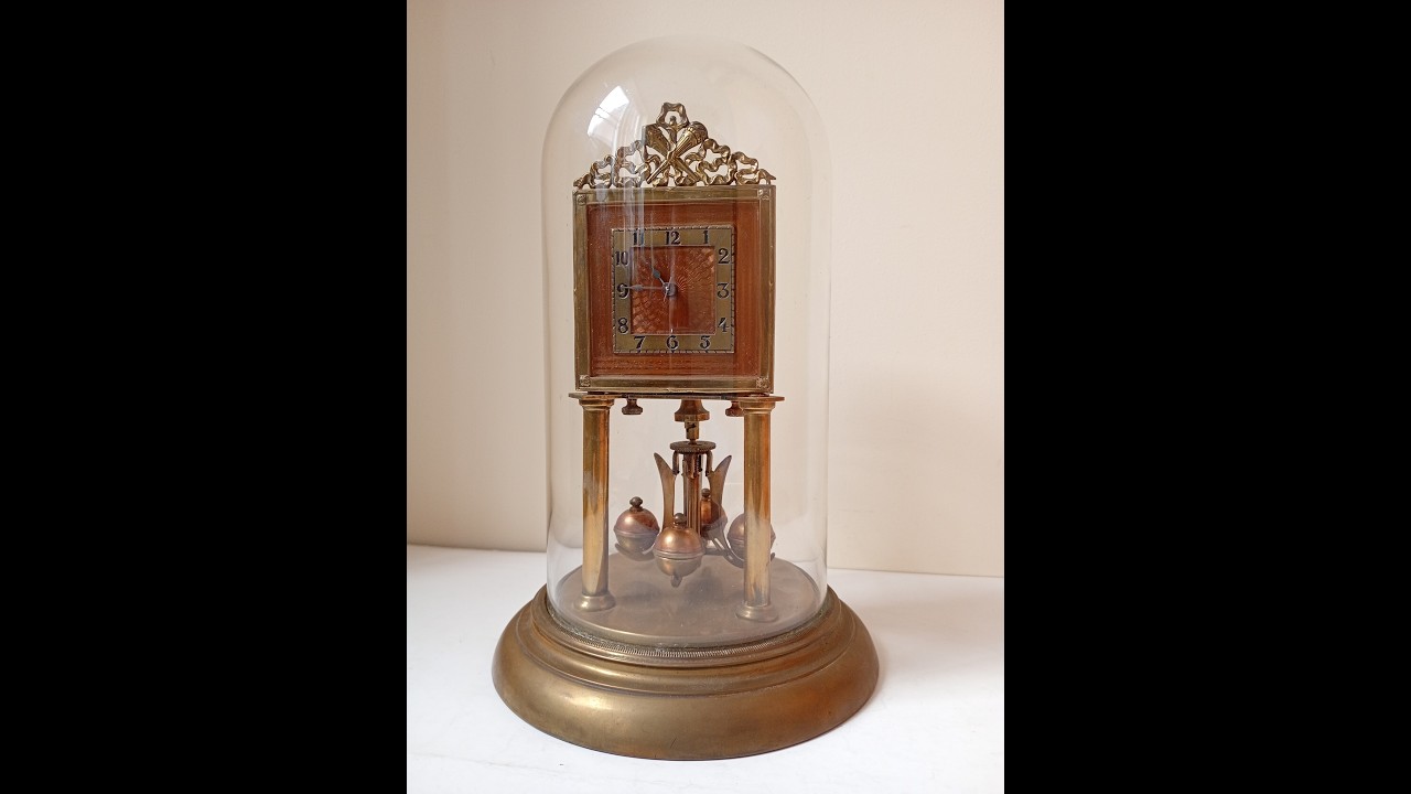 JUF Jahresuhrenfabrik 400 day clock anniversary torsion under glass dome