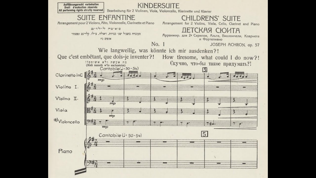 Joseph Achron - Kindersuite, Op.57