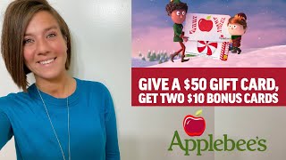 2 FREE 10 Applebee s Bonus Cards w 50 Applebee s Gift Card Purchase