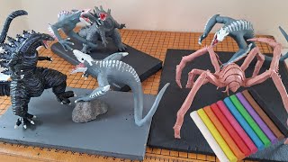 SKULL CRAWLER VS GODZILLA, SHIN GODZILLA AND SCYLLA WITH CLAY/PLASTILINA. Battle.