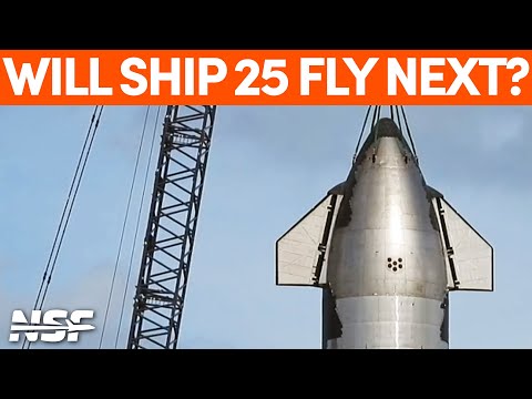 Ship 25 Takes Off! (Crane-Assisted) | SpaceX Boca Chica