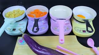 Pretend Play Toy Cooking with Cute Pans Playset | Pretend Food Cook Noodles,Vegetables,Fried Eggs