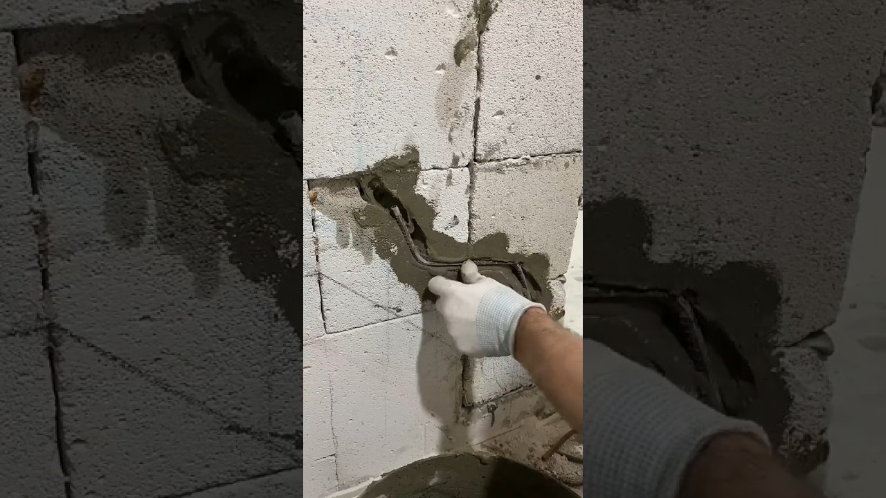 Bricking up a doorway using blocks and rebar #diy #construction