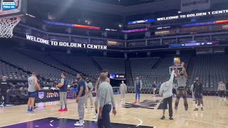 KYRIE IRVING \& MAVERICKS SHOOTING SHOTS IN TODAY POST PRACTICE IN SACRAMENTO AHEAD OF TOMORROWS GAME