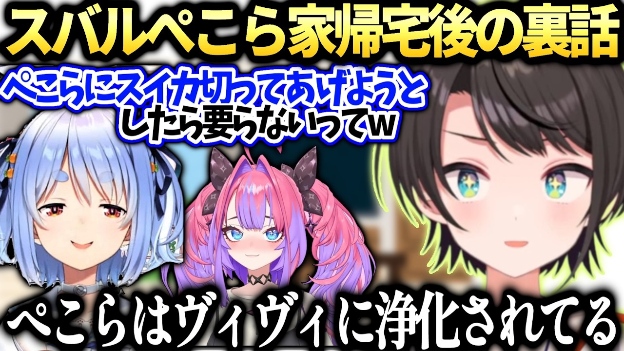 スバルぺこら家着くまで大変だった件と二回目はフリーハグ狙う話【大空スバル/兎田ぺこら/ホロライブ切り抜き】