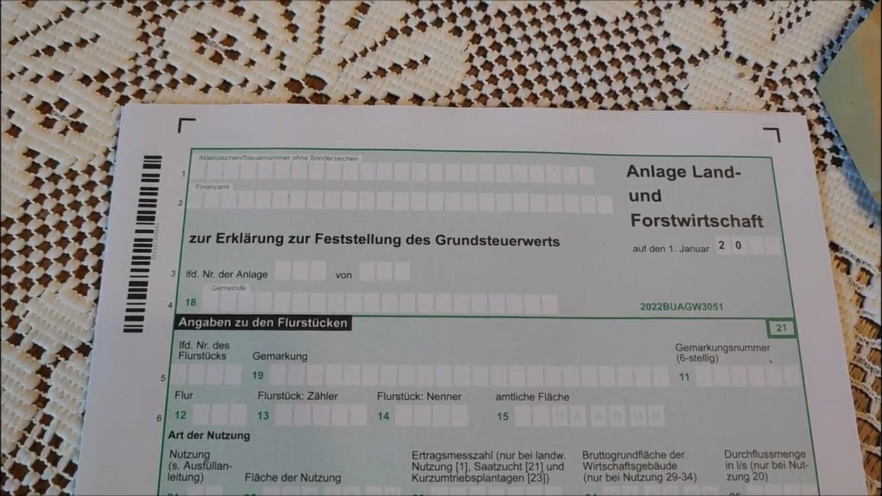 Grundsteuer in Papier Form, Anlage Grundstück & Land und