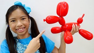wendy pretend play with new pet balloon dog toy squeakee for kids