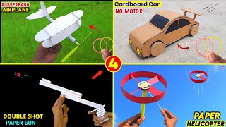 4 Best school project | how to make paper flying helicopter | how to make car | paper gun making