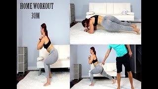 HOME WORKOUT CHALLENGE with Trainer  NO Equipment Needed   Booty Legs Abs 480p 1
