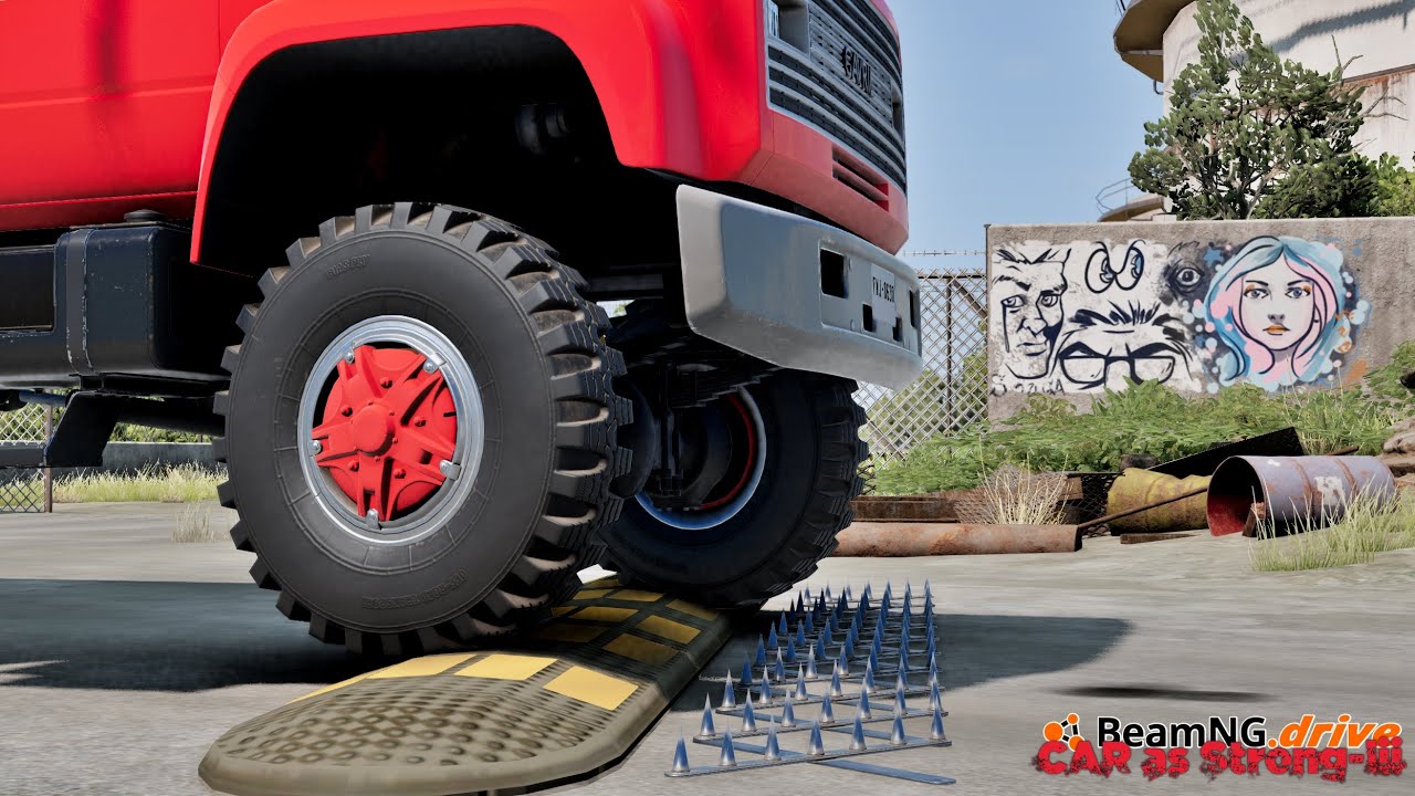 Cars Vs Spike Strip SPECIAL #01 ** Long Video -- BEAMNG DRIVE