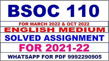 BSOC 110 Solved Assignment 2021-22 in English,  Whatsapp For Pdf  9992290905.