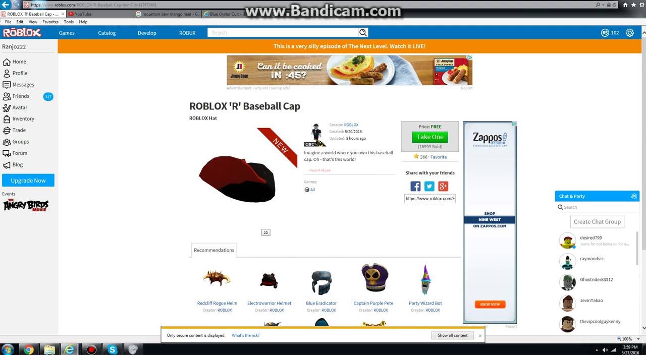 Getting Roblox R Baseball Cap On Roblox Youtube - roblox r baseball cap by roblox free red roblox cap by