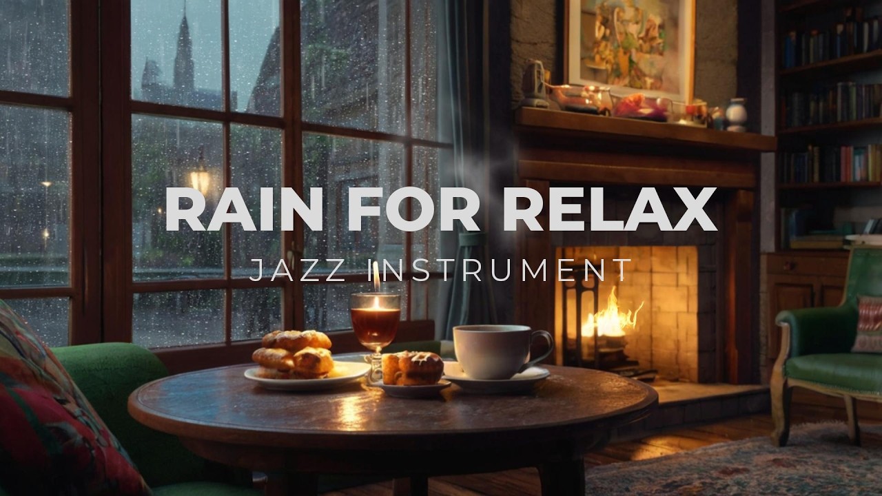 Calm Rainy March Night ☕ Smooth Jazz Piano, Gentle Rain & Fireplace Ambience for Study, Work