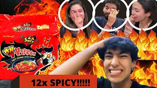 We Tried The SPICIEST KOREAN NOODLES CHALLENGE!!! (12x SPICY) {World's spiciest noodles}