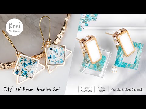UVレジン】レイクブルーのドライフラワージュエリーコレクション