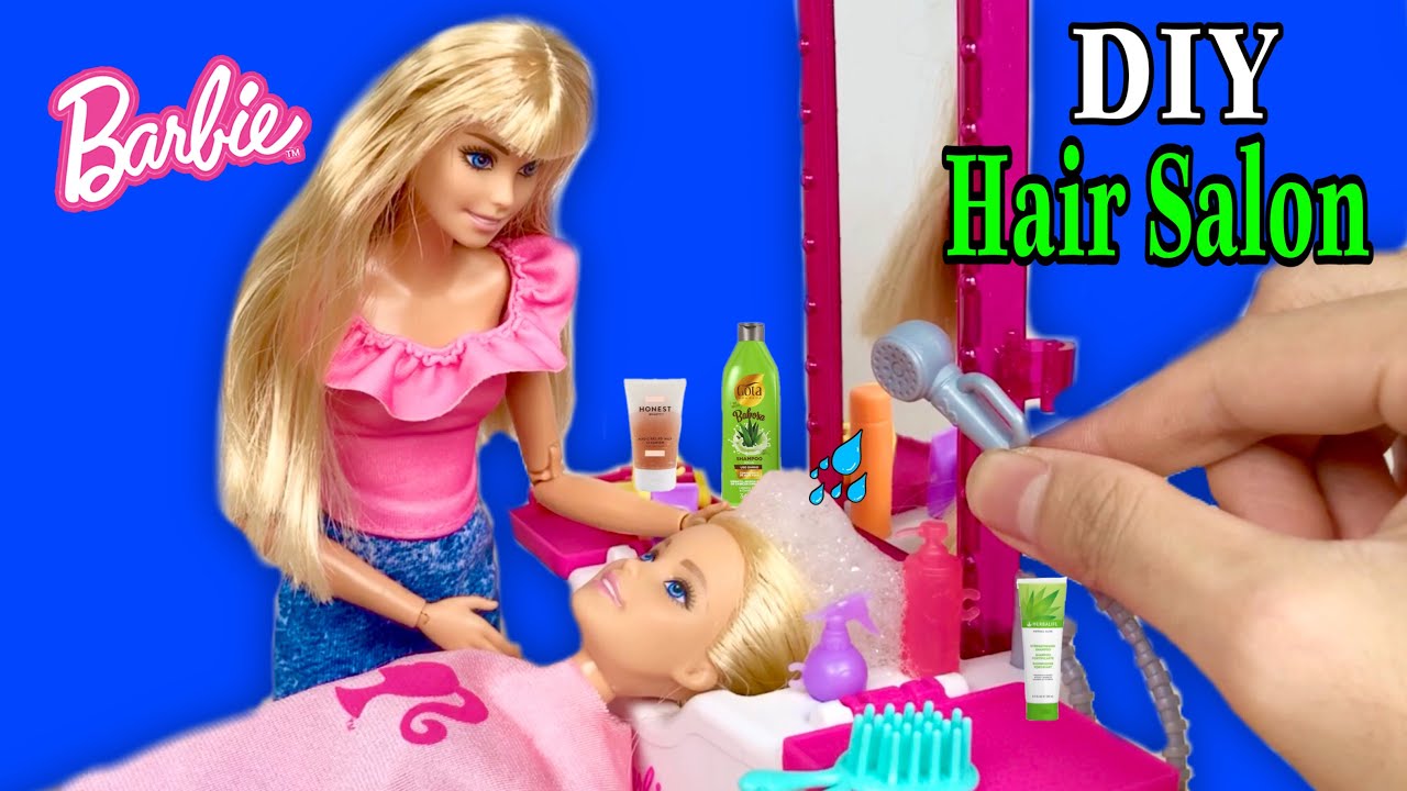 Barbie Hair Salon ! Barbie Doll DIY Haircut - Salon Playset Review ...