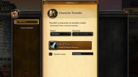 WoW Classic: character transfer (from Dreadmist to Firemaw)