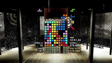Endless Mystery Mode S score in "Sunset Breeze" - Tetris® Effect Connected (Steam version on laptop)