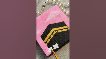 kaba shareef painting on mini canvas 🕋#shorts #kaba#shareef #acrylic#painting #painting #new #viral