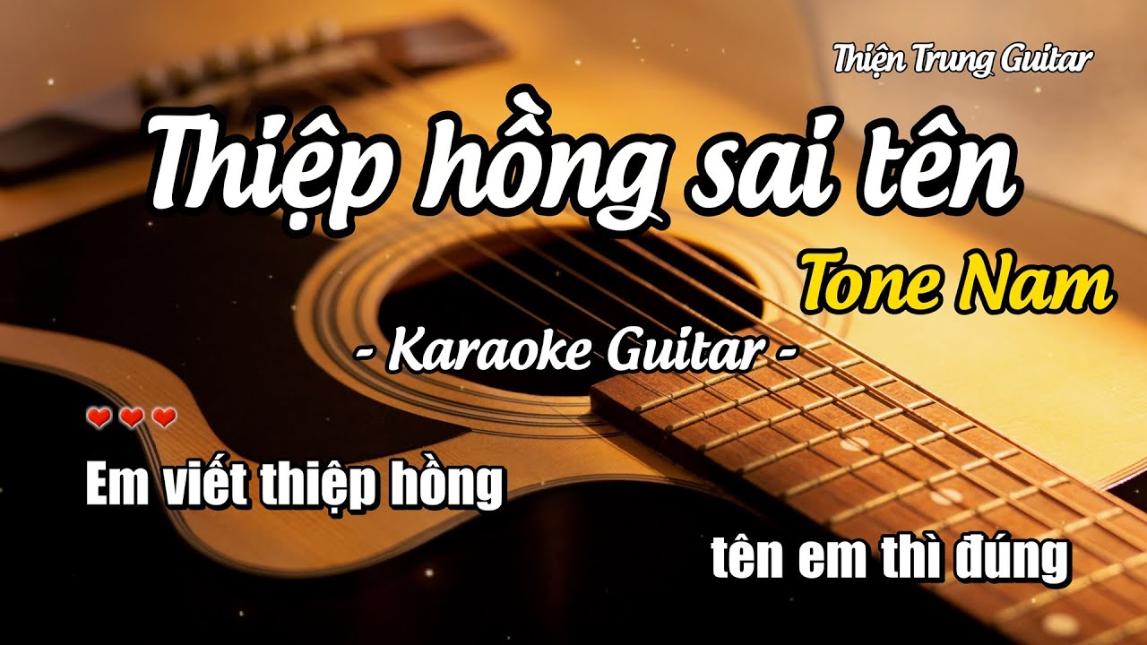 Karaoke Thiệp hồng sai tên - Nguyễn Thành Đạt (Guitar Solo Beat) | Thiện Trung Guitar