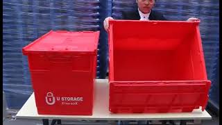 Plastic Moving Totes with Hinged Lid - XTRA BOX