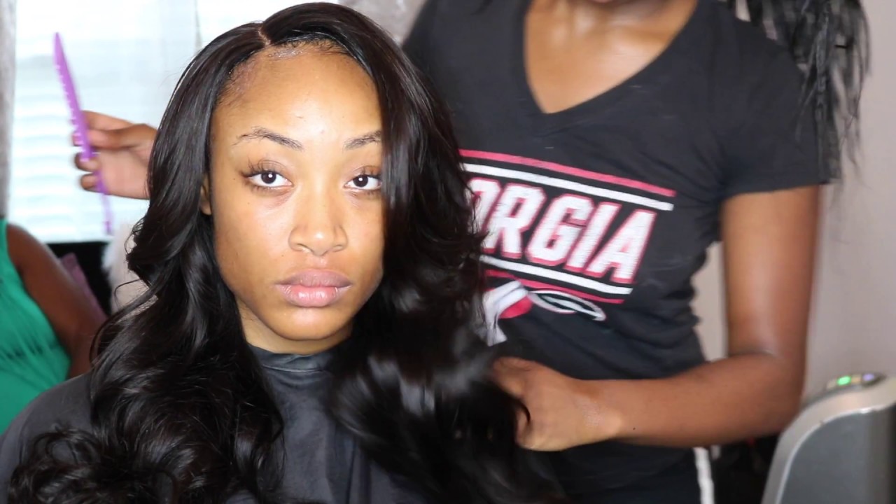 lace frontal middle part sew in