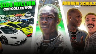Israel Adesanya Tours $100 Million Car Collection & Links with Andrew Schulz in Australia
