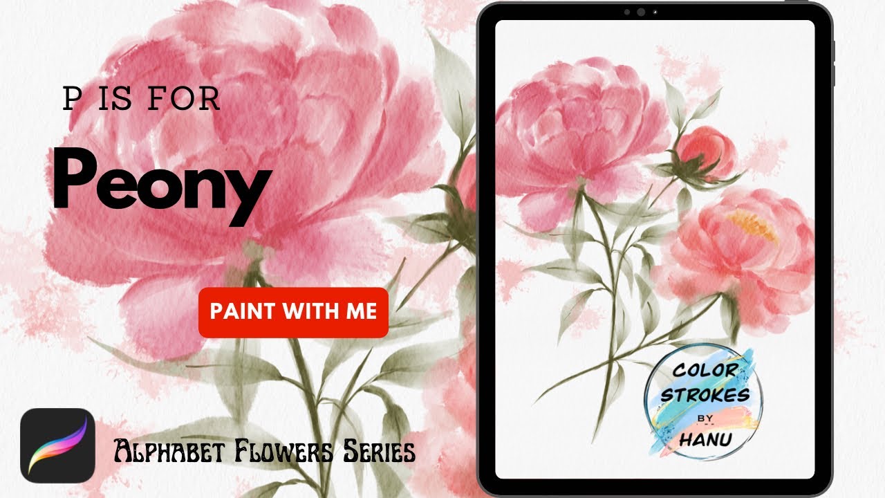 How to paint peony flower in procreate peony watercolor flower