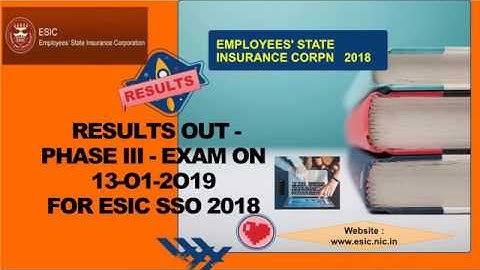 ESIC - SSO 2018 RESULTS OUT