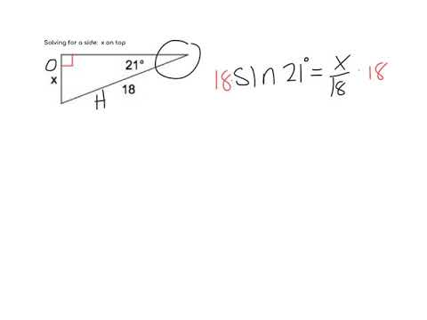 solving for a side using trig (x on top) example 2 - YouTube