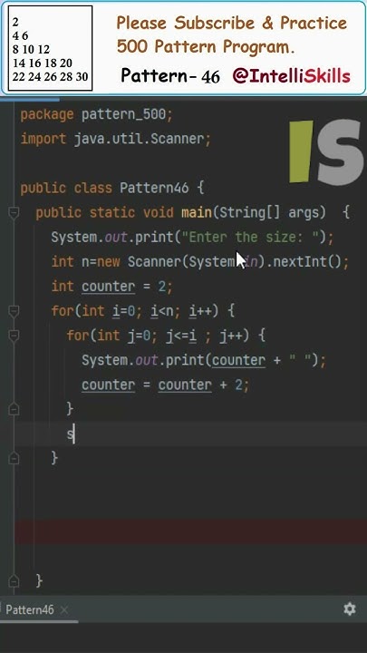 Java Pattern-46 | 500 Java Pattern Programs #shorts #java #coding # ...