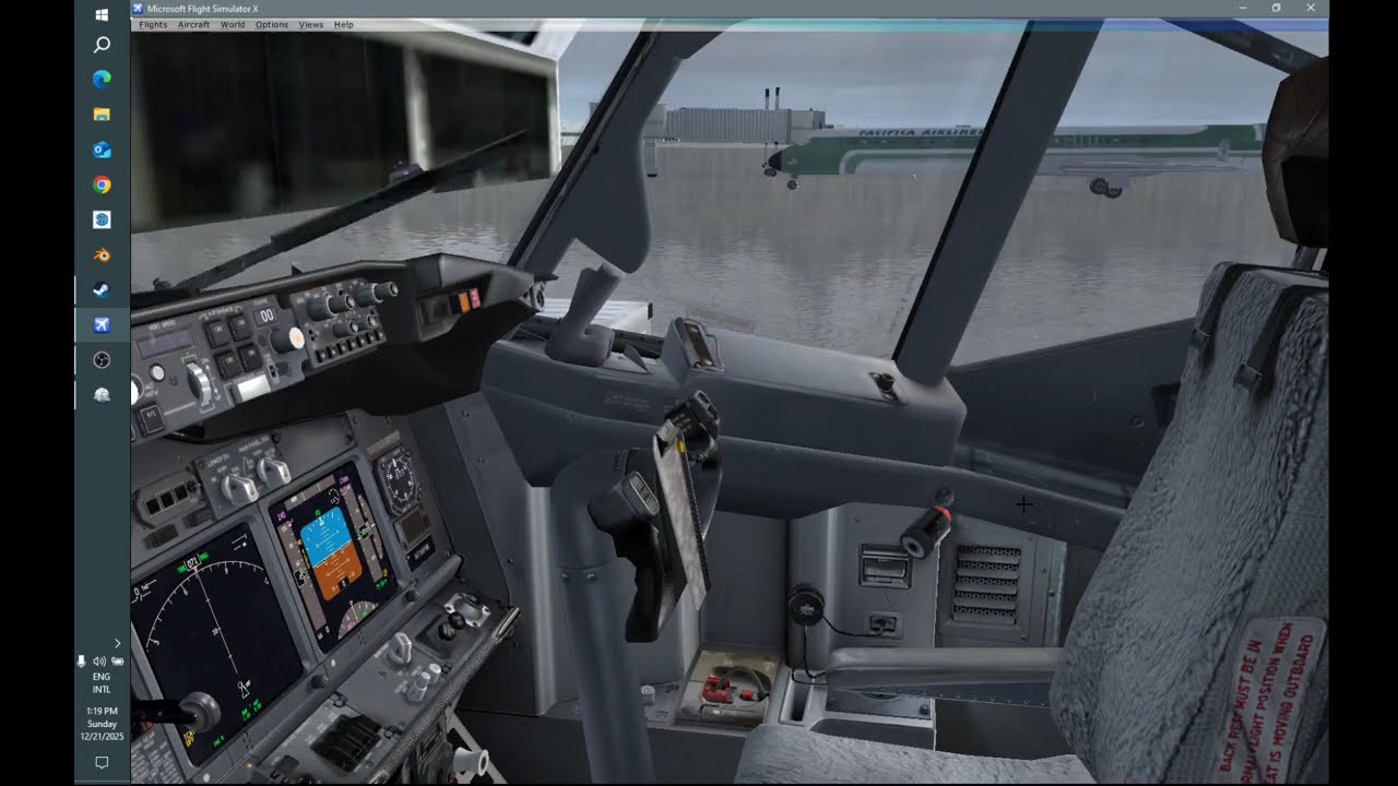 Rainy take off from Rome PMDG 737 - FSX