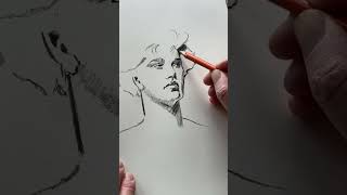 Charcoal pencil drawing of John Singer Sargent’s portrait of Elizabeth Swinton.