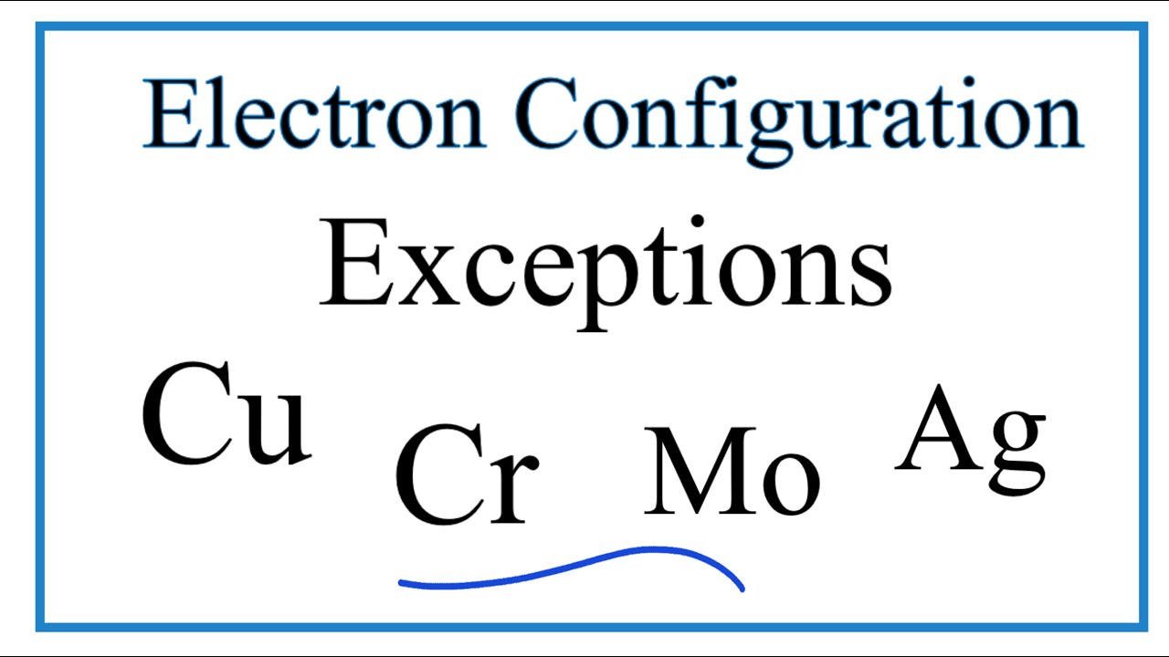 Electron Configuration Exceptions Examples Cr Cu Ag and Mo