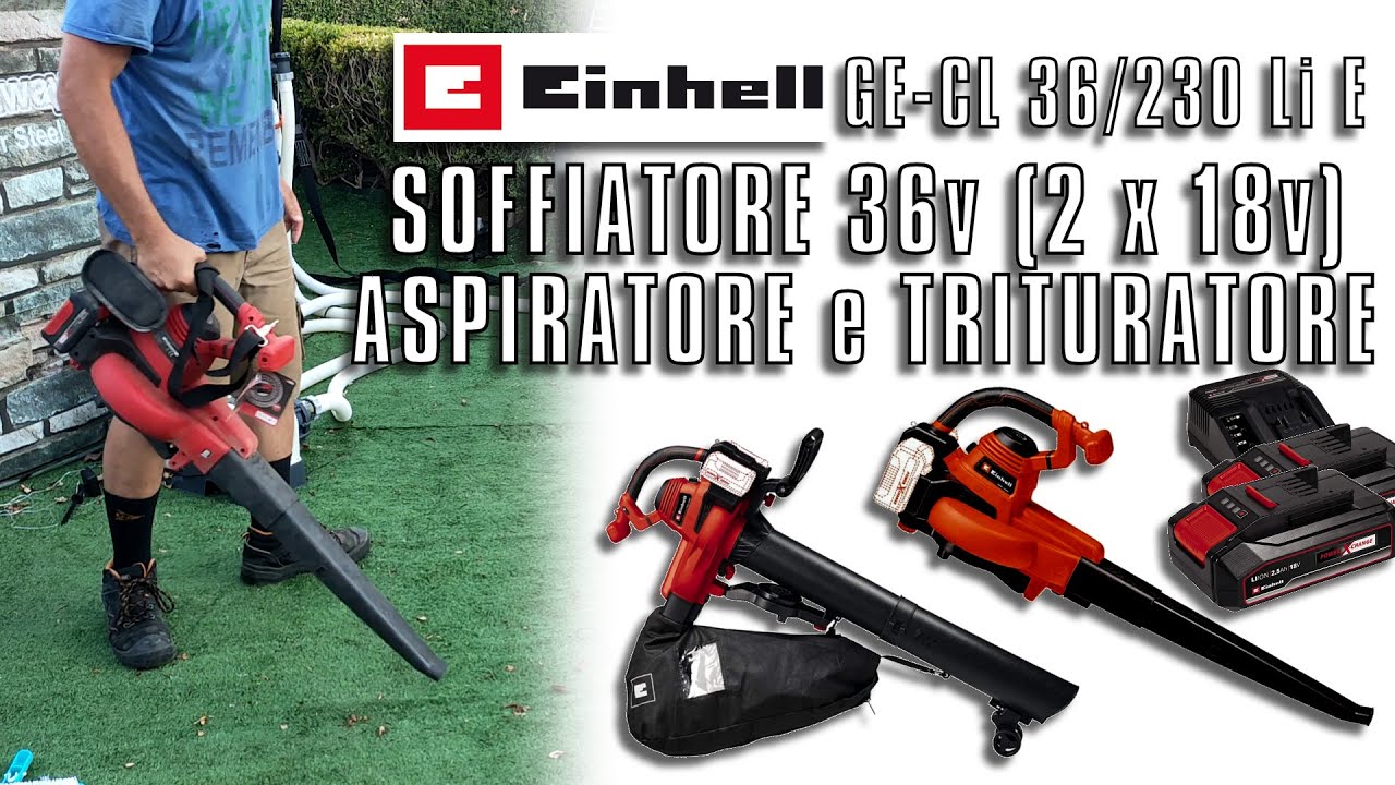 EINHELL Soffiatore a Batterie 2 x 18v Aspiratore e Trituratore 36v