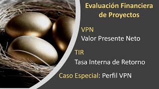 Evaluación Financiera de Proyectos.  VPN, TIR y PERFIL VPN.