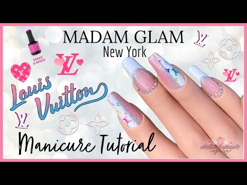 madamglamofficial louis vuitton french manicure tutorial/ easy French gels  / how to apply nail foils 